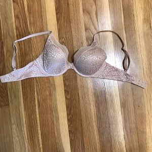 Nude Lightly Lined Sexy Animal Pattern Lace Satin Demi Bra Excellent Condition